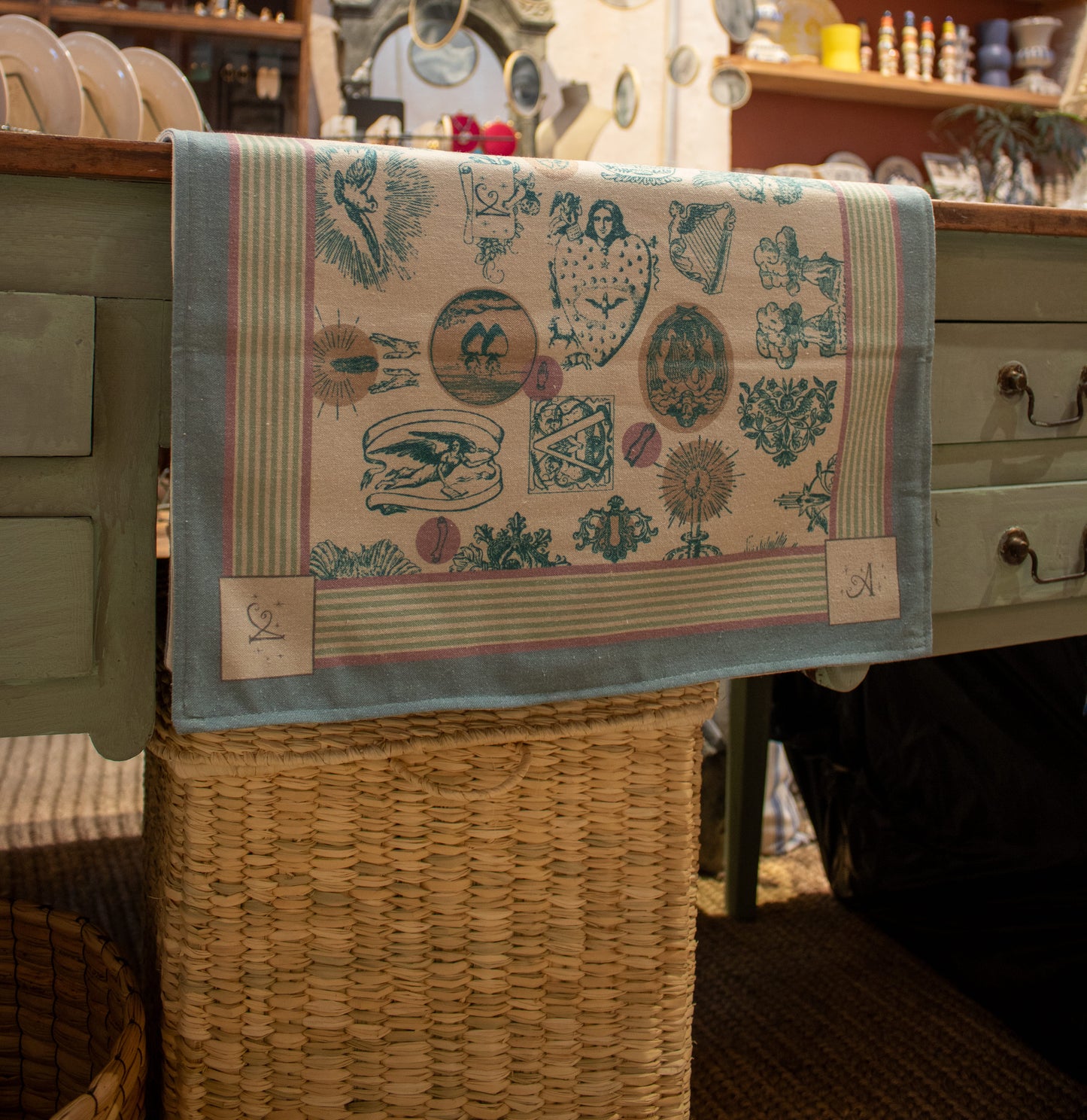 Camino de mesa Exvotos 45x145 cm Verde