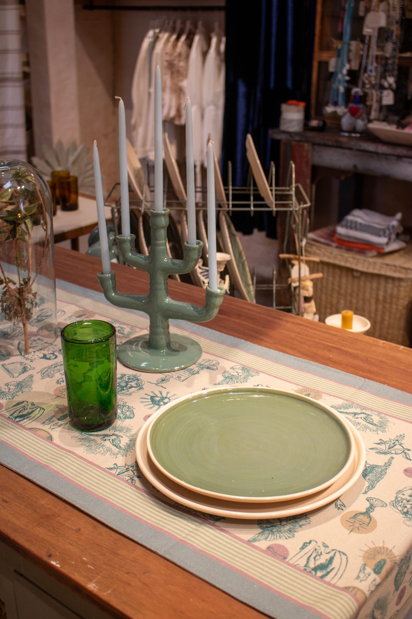 Camino de mesa Exvotos 45x145 cm Verde