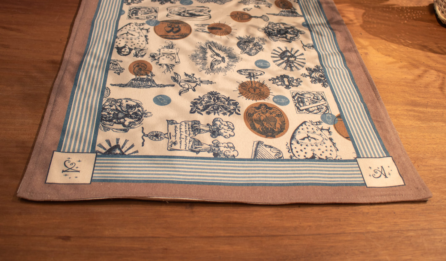 Camino de mesa Exvotos 45x145 cm Azul