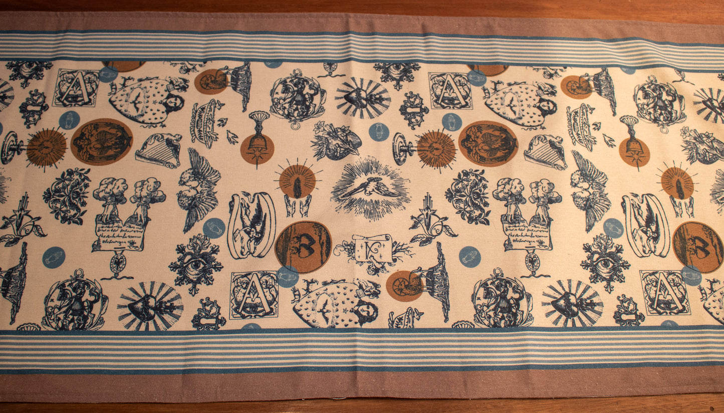 Camino de mesa Exvotos 45x145 cm Azul