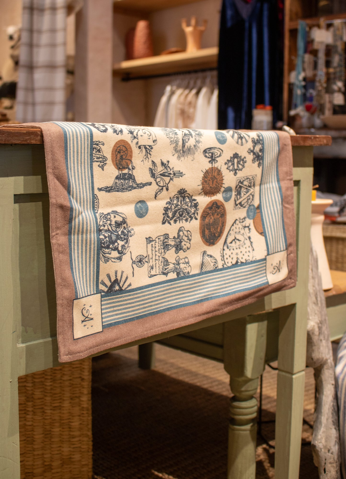 Camino de mesa Exvotos 45x145 cm Azul